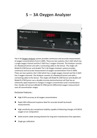 S-3A Oxygen Analyzer