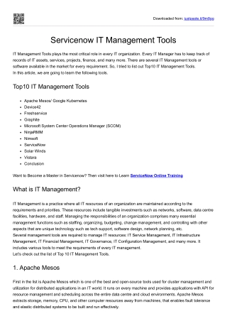 Servicenow IT Management Tools