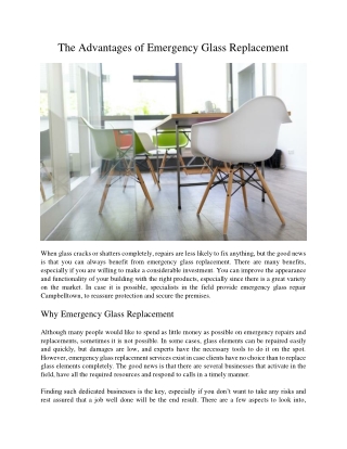 The Advantages of Emergency Glass Replacement