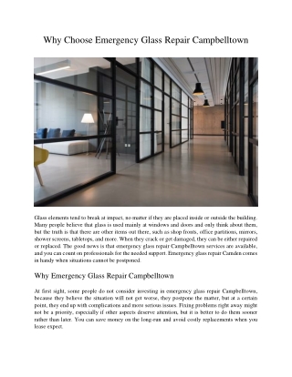 Why Choose Emergency Glass Repair Campbelltown