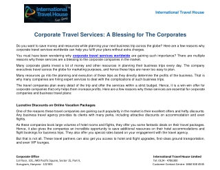 Corporate Travel Services: A Blessing for The Corporates