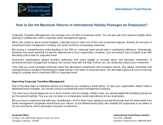 How to Get the Maximum Returns in International Holiday Packages for Employees?