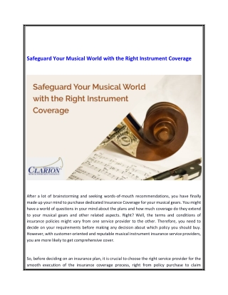 Safeguard Your Musical World with the Right Instrument Coverage