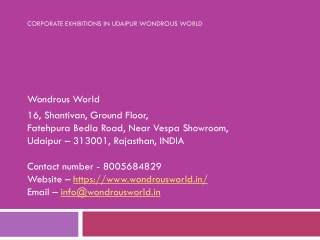 Corporate Exhibitions in Udaipur Wondrous world