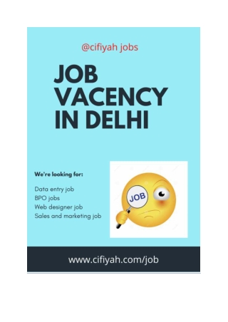 Full time job vacancy in Delhi for fresher’s