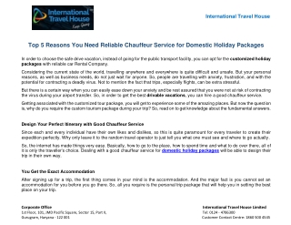 Top 5 Reasons You Need Reliable Chauffeur Service for Domestic Holiday Packages