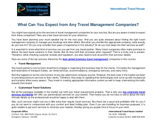 What Can You Expect from Any Travel Management Companies?