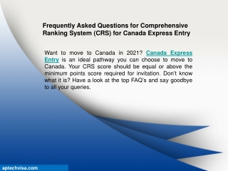 Frequently Asked Questions for Comprehensive Ranking System (CRS) for Canada Express Entry