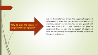 Why to avail the service of assignment help Singapore?