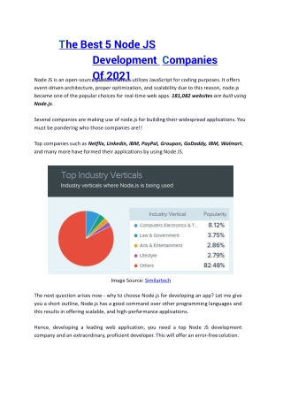 The Best 5 Node JS Development Companies Of 2021 | Hire Node JS Developer