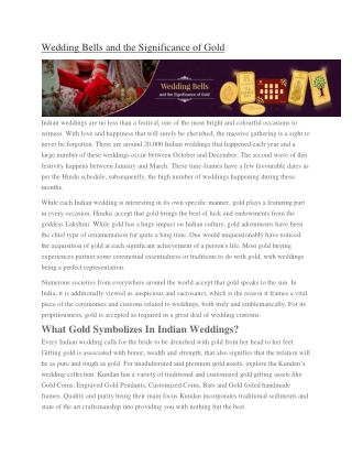 Wedding Bells and the Significance of Gold