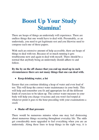 Boost Up Your Study Stamina!
