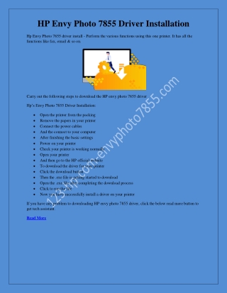The HP Envy Photo 7855 Driver Installation