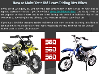 Quality Cheap Dirt Bikes for Kids - 360 Power Sports