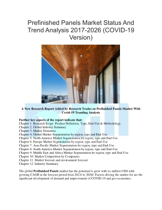 Prefinished Panels Market Status And Trend Analysis 2017-2026 (COVID-19 Version)