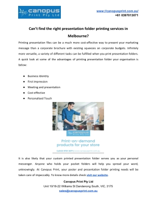 Can’t find the right presentation folder printing services in Melbourne?