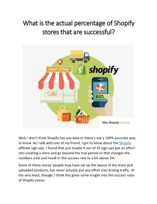 What is the actual percentage of Shopify stores that are successful?