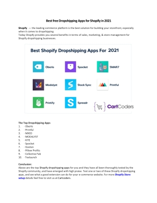 Best free Dropshipping Apps for Shopify in 2021