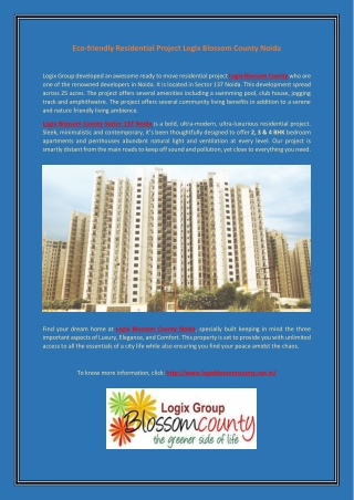 Logix Blossom County Residential Apartments in Noida