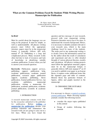 What are the common problems faced by students while writing physics manuscripts for publication?