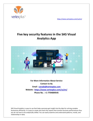 Top Five Key Security Features in the SAS Visual Analytics App