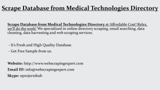 Scrape Database from Medical Technologies Directory