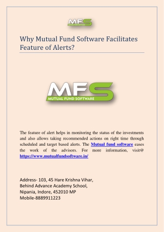 Why Mutual Fund Software Facilitates Feature of Alerts?