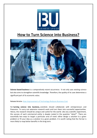 How to Turn Science into Business?