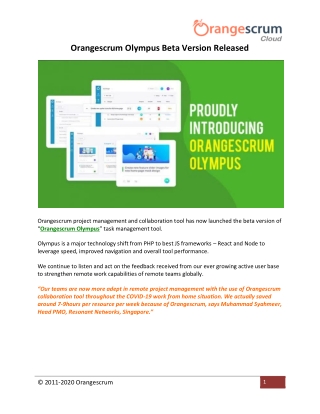 Orangescrum Olympus Beta Version Released