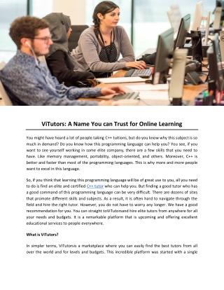 ViTutors: A Name You can Trust for Online Learning