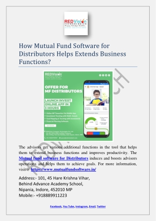 How Mutual Fund Software for Distributors Helps Extends Business Functions?