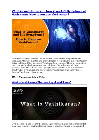 What is Vashikaran? What are the symptoms of vashikaran? How to remove Vashikaran from someone?