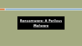 Ransomware: A Perilous Malware