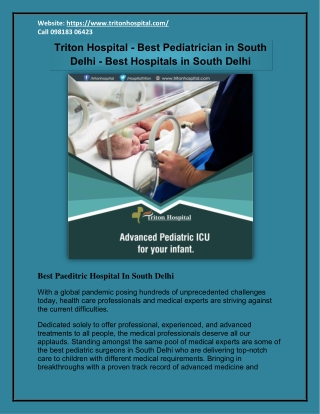 Triton Hospital - Best Pediatrician in South Delhi - Best Hospitals in South Delhi