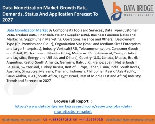 Data Monetization Market Growth Rate, Demands, Status And Application Forecast To 2027