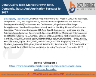 Data Quality Tools Market Growth Rate, Demands, Status And Application Forecast To 2027