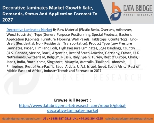 Decorative Laminates Market Growth Rate, Demands, Status And Application Forecast To 2027