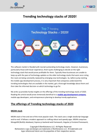 Trending technology stacks of 2020!