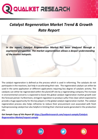 Catalyst Regeneration Market | Opportunities, Application, Growth Rate & Regional Analysis