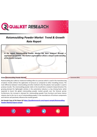 Rotomoulding Powder Market:  Trend, Growth, Top Companies, Business Strategies, Growth Prospects, Regional Demand, Forec
