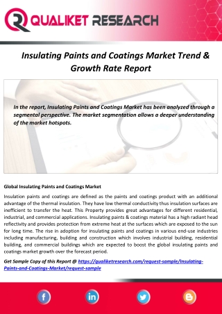Insulating Paints and Coatings Market: Trend, Growth Rate, Outlook, Forecast & Regional Analysis