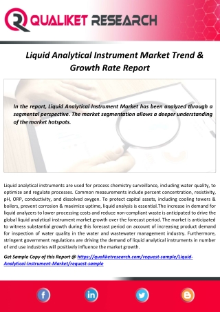 Liquid Analytical Instrument Market  Size, Share, Industry Trend, Growth Rate & Forecast 2020-2027