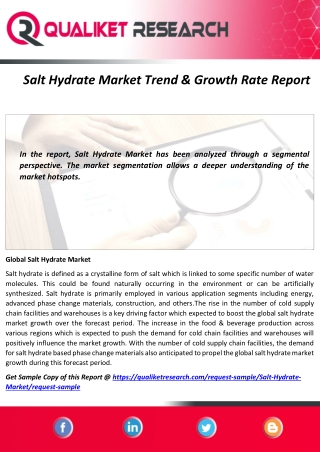 Salt Hydrate Market: Competitive Landscape, Application, COVID-19 Analysis