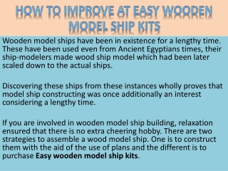 How to Improve At Easy Wooden Model Ship Kits