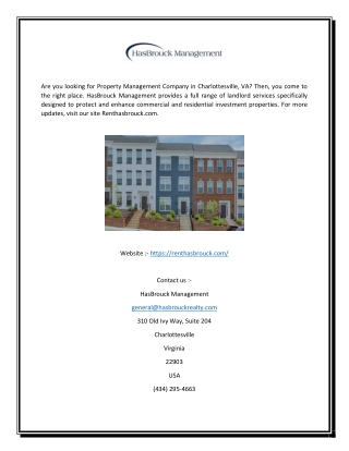 Best Property Management Charlottesville VA | HasBrouck Management