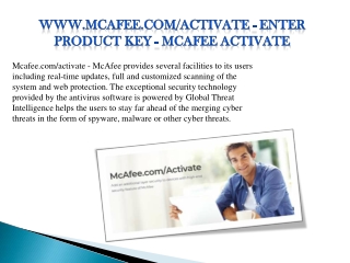 www.McAfee.com/activate - Enter Product Key - McAfee Activate