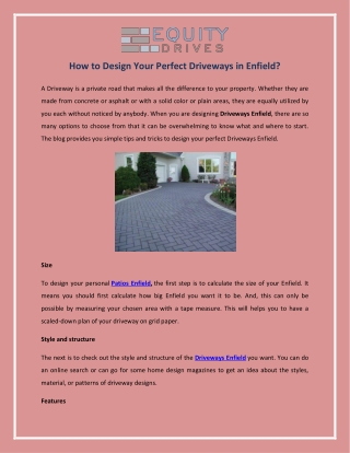 How to Design Your Perfect Driveways in Enfield?