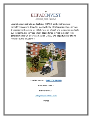 INVESTIR OU INVESTISSEMENT EN EHPAD