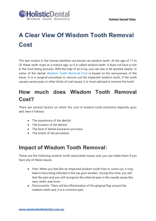 A Clear View Of Wisdom Tooth Removal Cost