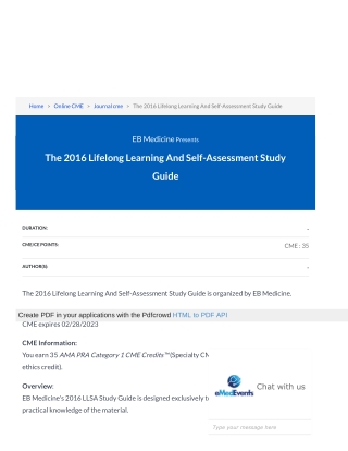 The 2016 Lifelong Learning And Self-Assessment Study Guide | Register for Self-Directed Learning Plan on eMedEvents